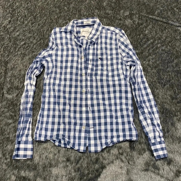 Abercrombie Newyork Boys muscle  checkered box print button down shirt Sz XL - Picture 3 of 7